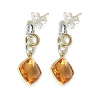 Citrine Drop Earrings in 18k Yellow Gold/Sterling Silver