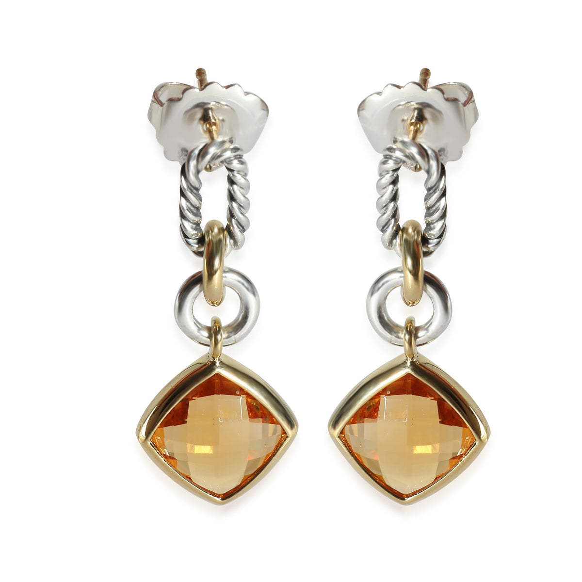 Citrine Drop Earrings in 18k Yellow Gold/Sterling Silver