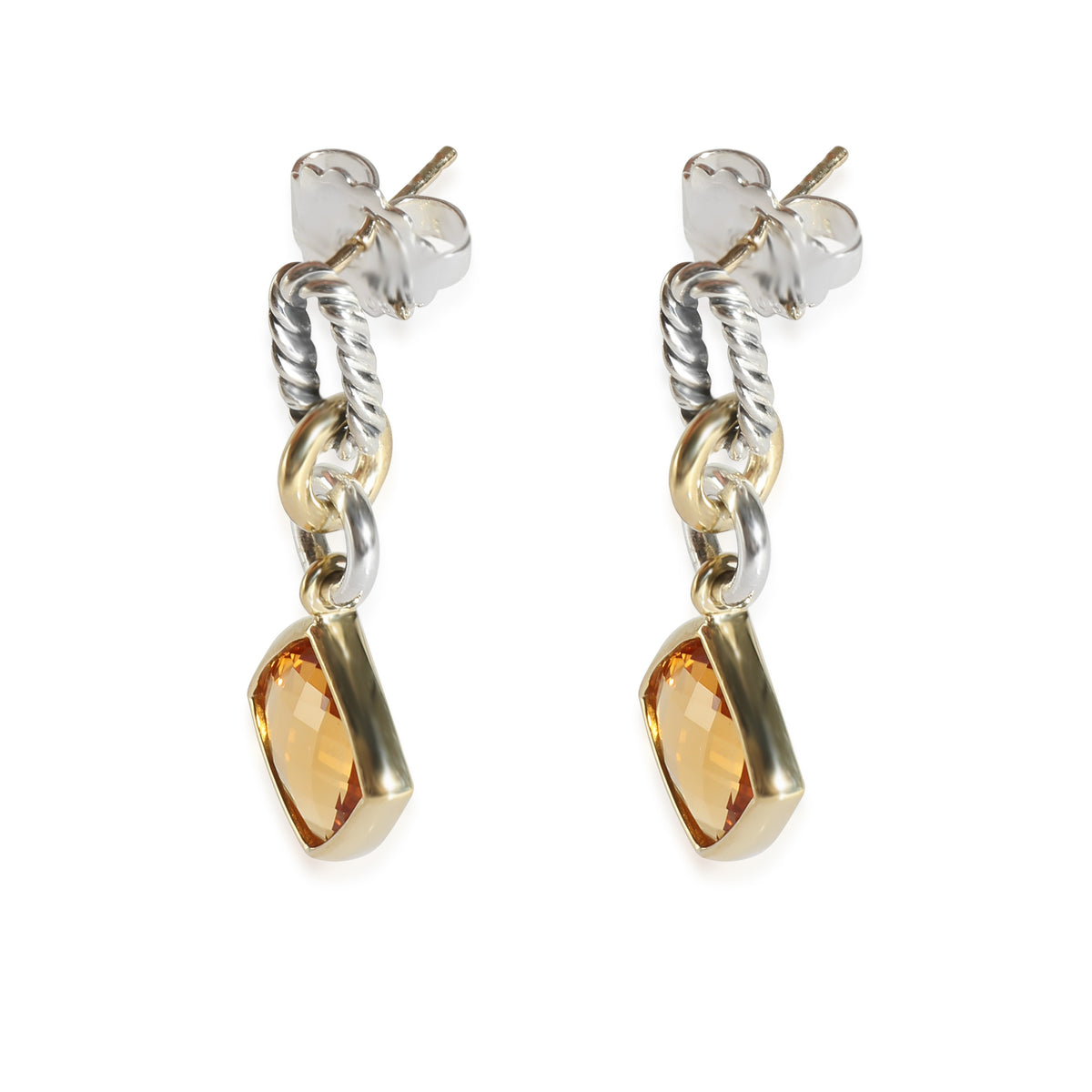 Citrine Drop Earrings in 18k Yellow Gold/Sterling Silver