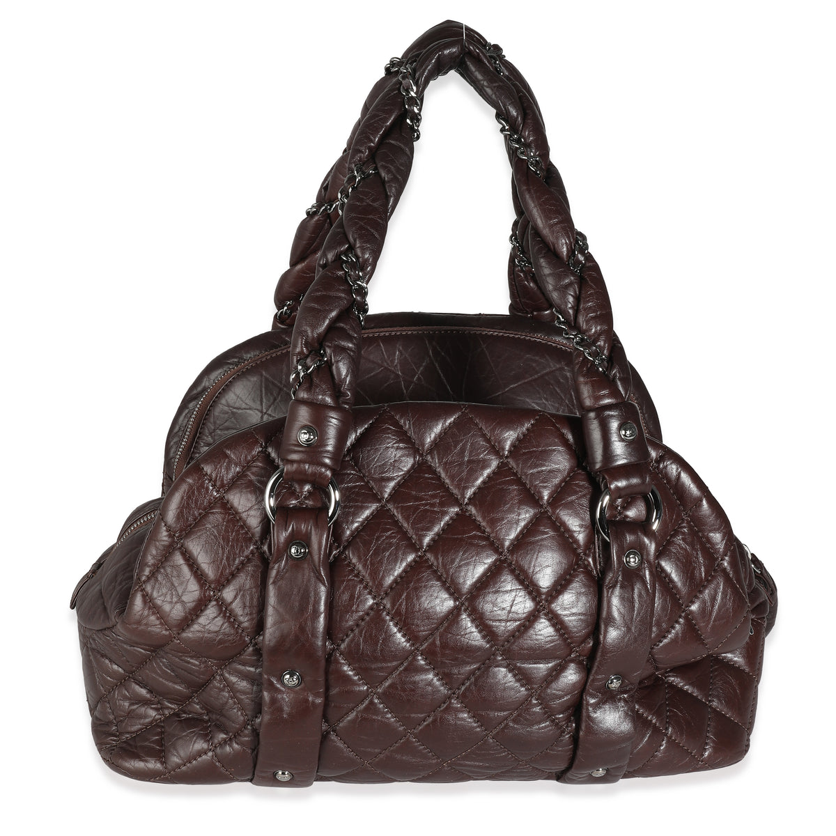 Brown Aged Calfskin Lady Braid Bowler