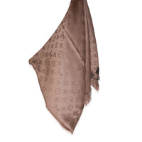 Louis Vuitton Cappuccino Wool Silk Monogram Shine Shawl