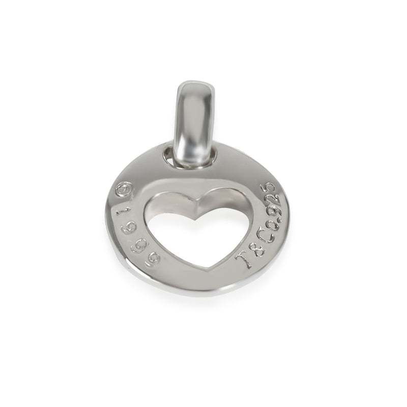 Vintage Stencil Cutout Heart Charm Pendant in Sterling Silver