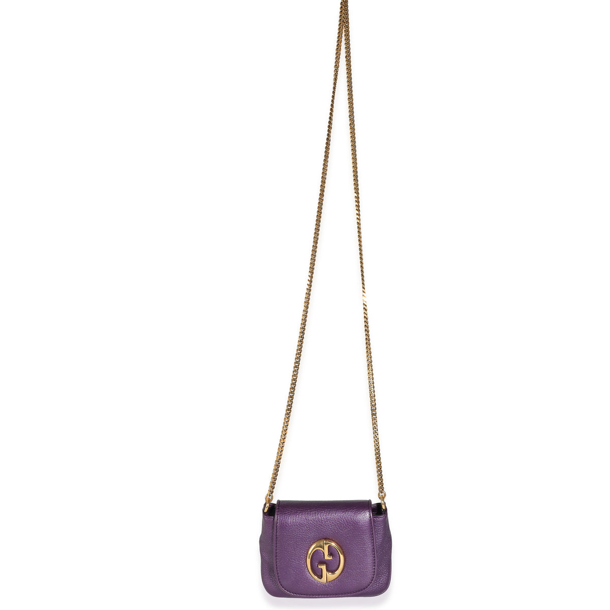 Metallic Purple Pebbled Leather Small 1973 Chain Shoulder Bag