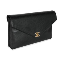 Chanel Black Chevron Lambskin Envelope Clutch