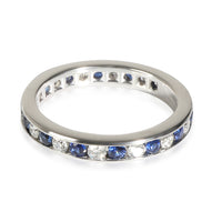 Vintage 3 mm Channel Set Sapphire & Diamond in Platinum. 0.70 CTW