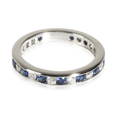 Vintage 3 mm Channel Set Sapphire & Diamond in Platinum. 0.70 CTW