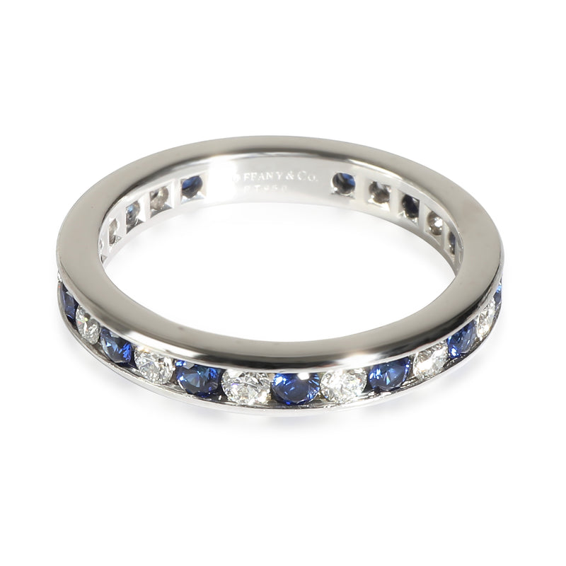 Tiffany & Co. Vintage 3 mm Channel Set Sapphire & Diamond in Platinum. 0.70 CTW