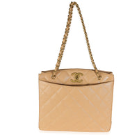 Chanel 24K CC Vintage Beige Quilted Caviar Chain Tote