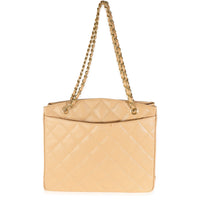 Chanel 24K CC Vintage Beige Quilted Caviar Chain Tote