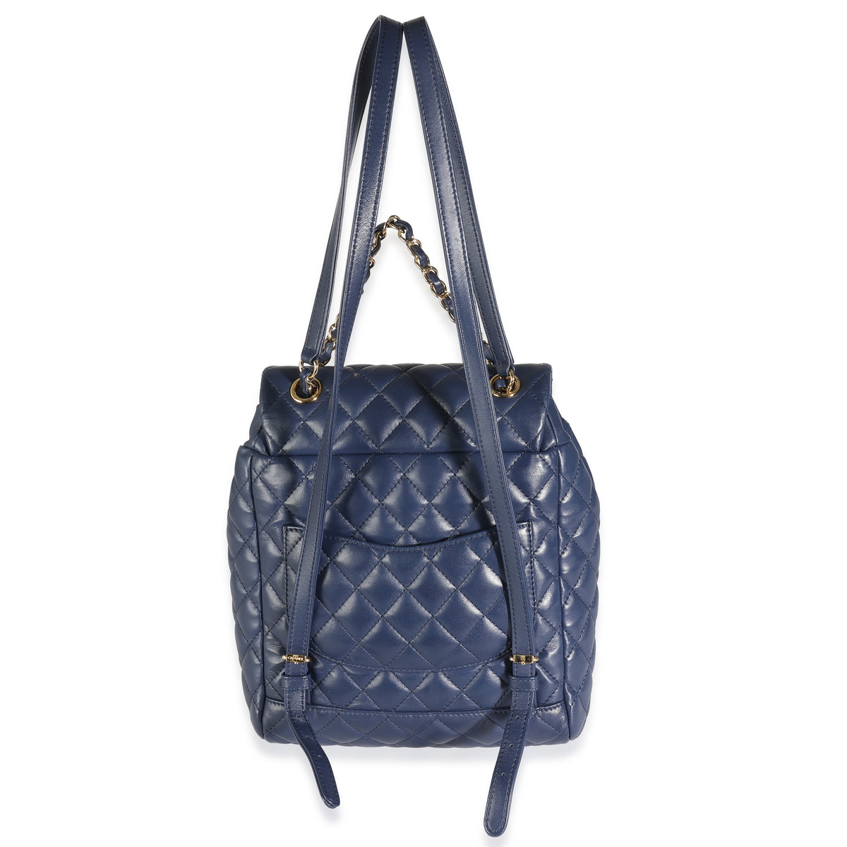 Chanel Navy Quilted Lambskin Small Urban Spirit Backpack Handbag stamp