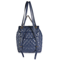 Chanel Navy Quilted Lambskin Small Urban Spirit Backpack Handbag stamp