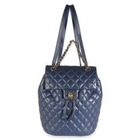 Navy Quilted Lambskin Small Urban Spirit Backpack