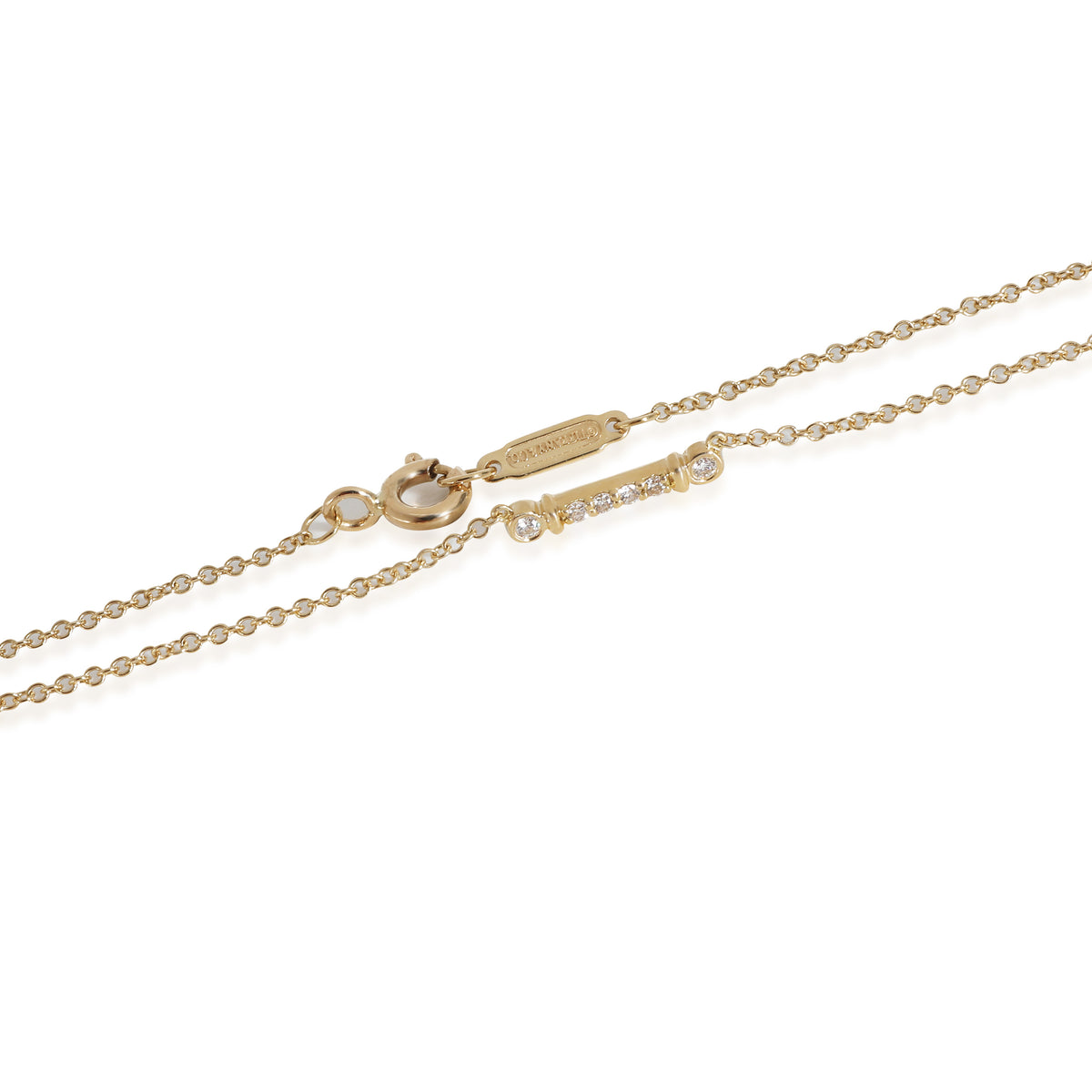 Fleur de Lis Bar Necklace in 18k Yellow Gold 0.04 CTW