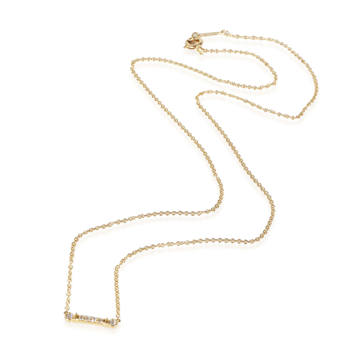 Fleur de Lis Bar Necklace in 18k Yellow Gold 0.04 CTW