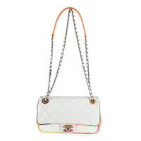 Chanel 17C White Multicolor Quilted Lambskin Small Cuba Color Flap Bag