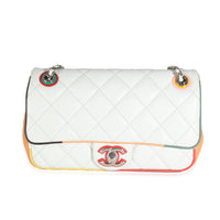 Chanel 17C White Multicolor Quilted Lambskin Small Cuba Color Flap Bag