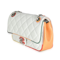 Chanel 17C White Multicolor Quilted Lambskin Small Cuba Color Flap Bag