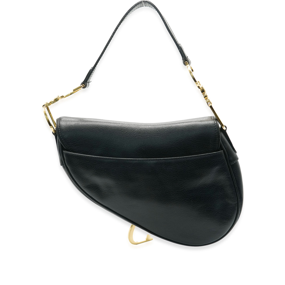 Vintage Black Calfskin Medium Saddle Bag