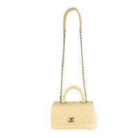 Chanel Yellow Quilted Caviar Mini Coco Top Handle