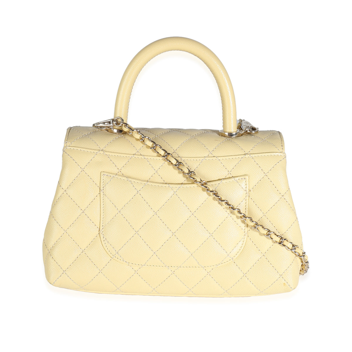 Chanel Yellow Quilted Caviar Mini Coco Top Handle