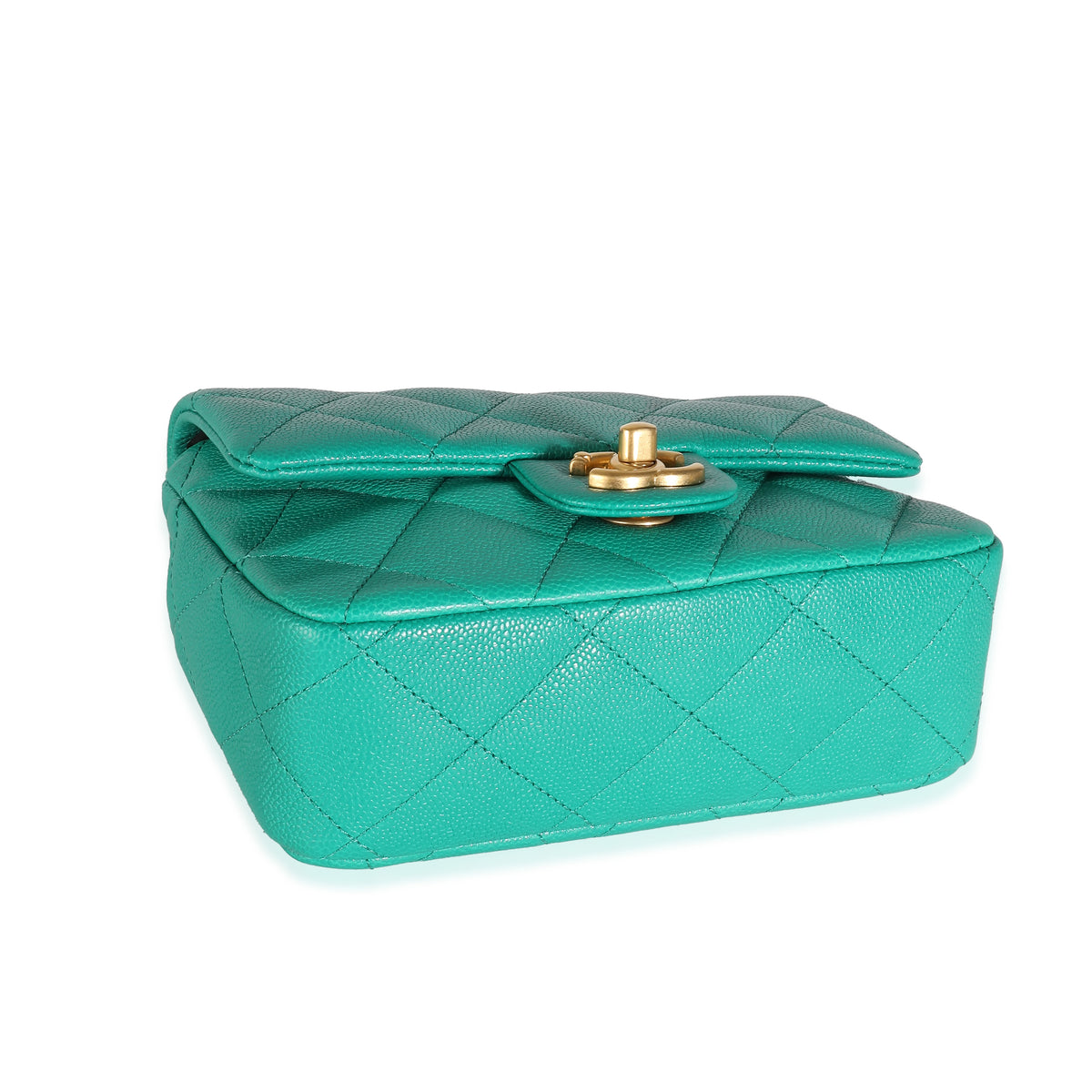 Green Quilted Caviar Sweetheart Mini Flap Bag