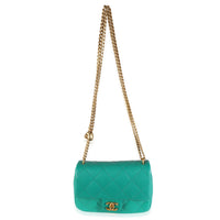 Green Quilted Caviar Sweetheart Mini Flap Bag