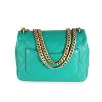 Green Quilted Caviar Sweetheart Mini Flap Bag