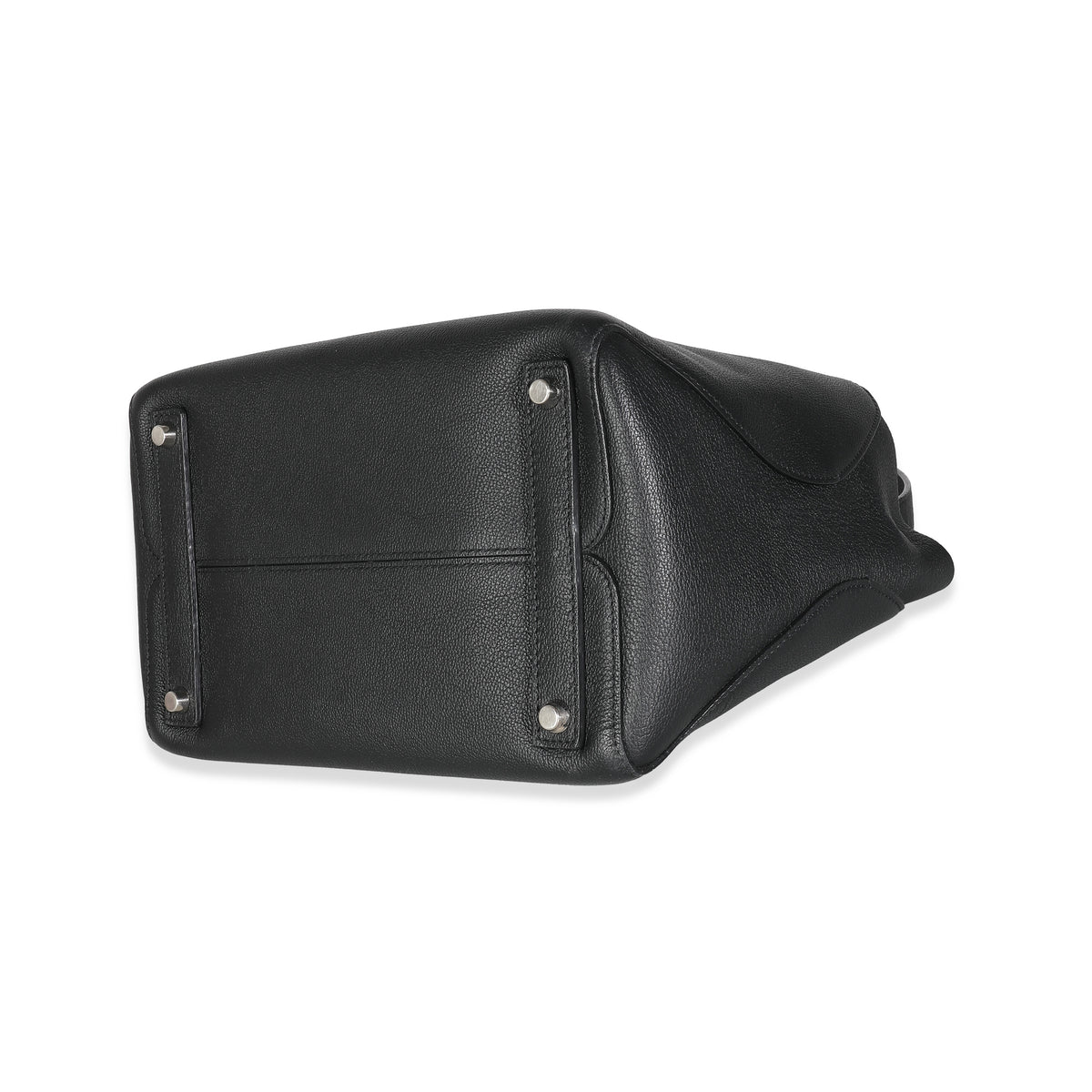 Black Supple Grained Calfskin Open Bar Tote