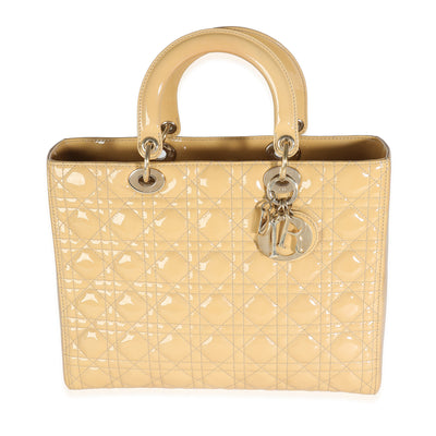 Beige Patent Cannage Large Lady Dior