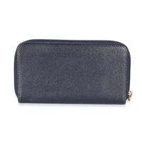 Navy Caviar CC Zip Around Wallet