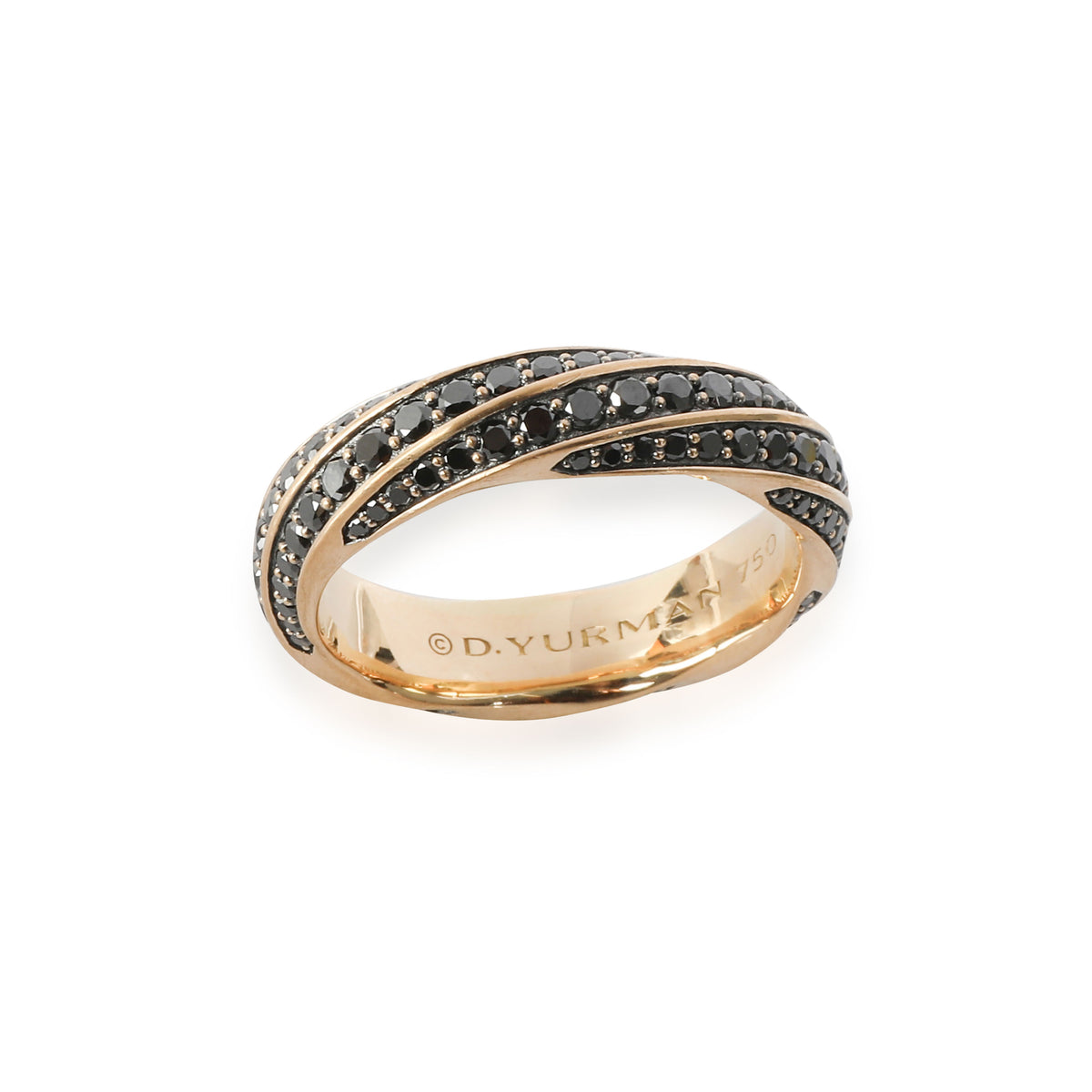 Cable Edge Band Ring with Black Diamonds, 1.62 ctw