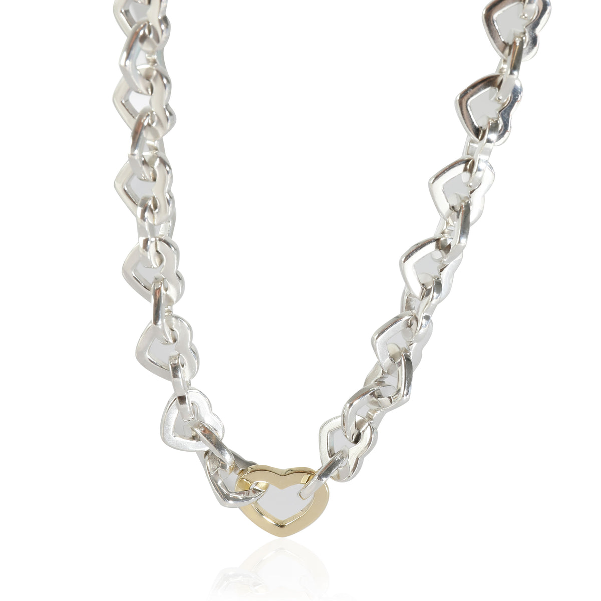 Heart Link Necklace in 18k Yellow Gold/Sterling Silver