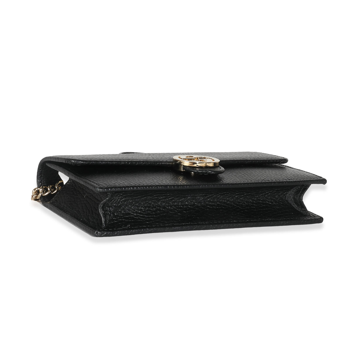 Black Dollar Calfskin Interlocking G Chain Wallet