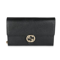 Black Dollar Calfskin Interlocking G Chain Wallet