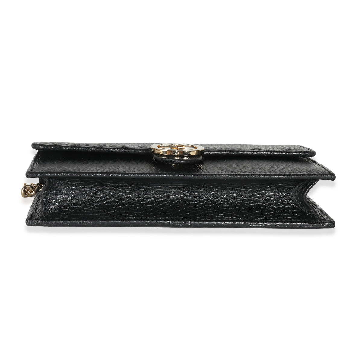 Black Dollar Calfskin Interlocking G Chain Wallet