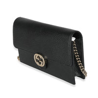 Black Dollar Calfskin Interlocking G Chain Wallet