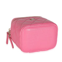 Pink Quilted Caviar Mini Vanity Case With Chain