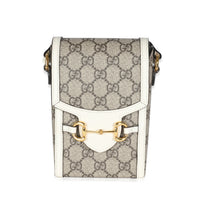 Gucci Beige GG Supreme Canvas White Azalea Calfskin Mini Horsebit 1955