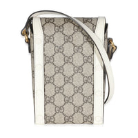 Gucci Beige GG Supreme Canvas White Azalea Calfskin Mini Horsebit 1955