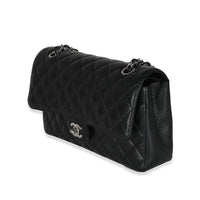 Black Quilted Caviar Medium Classic Double Flap Bag