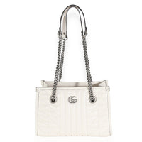 White Calfskin GG Marmont Small Aria Chain Shopping Tote