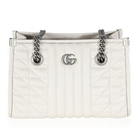 White Calfskin GG Marmont Small Aria Chain Shopping Tote