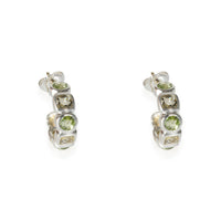 Chiclet Hoop Peridot & Praisolite Earrings in  Sterling Silver