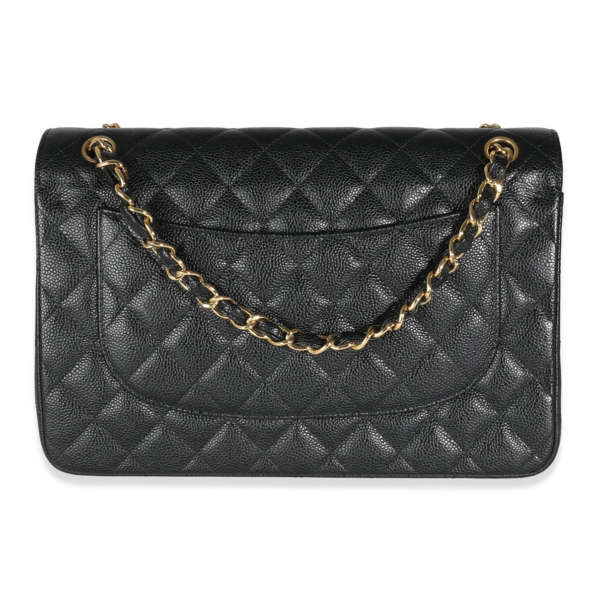 Black Quilted Caviar Jumbo Classic Double Flap Bag