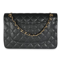 Black Quilted Caviar Jumbo Classic Double Flap Bag