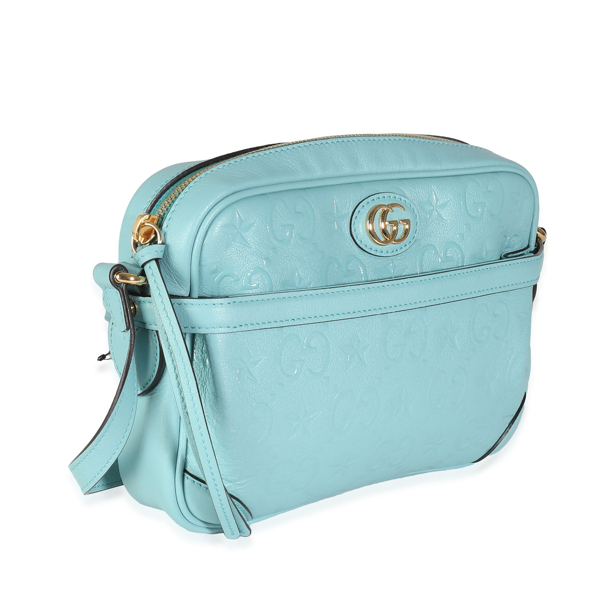 Blue Wonka Grain Calfskin GG Monogram Star Embossed Crossbody