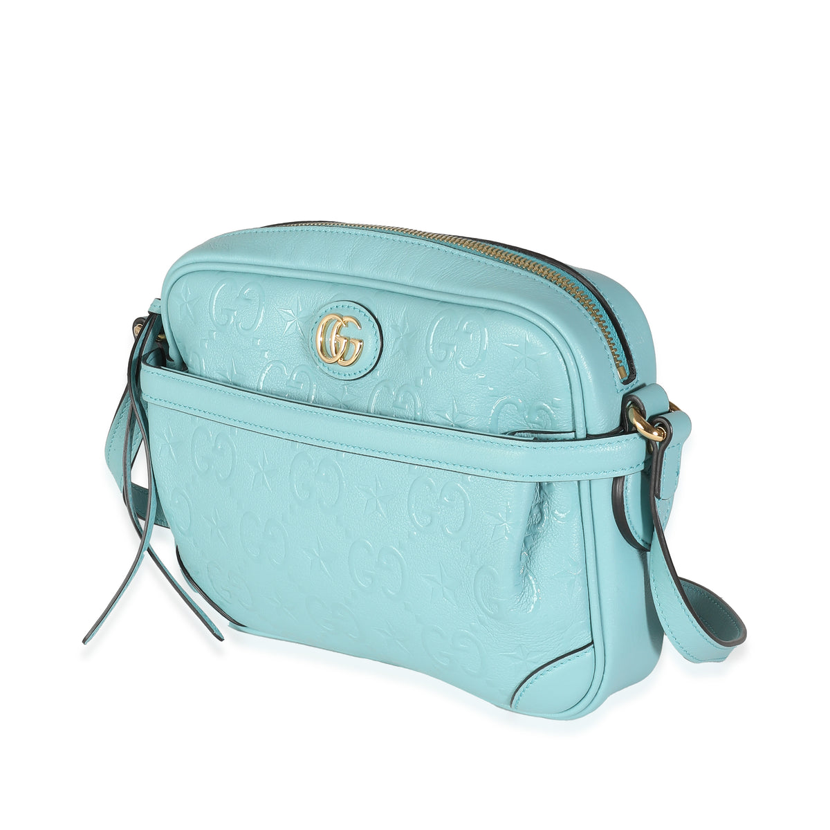 Blue Wonka Grain Calfskin GG Monogram Star Embossed Crossbody