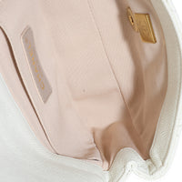 White Quilted Caviar Chain Melody Waist Belt Bag