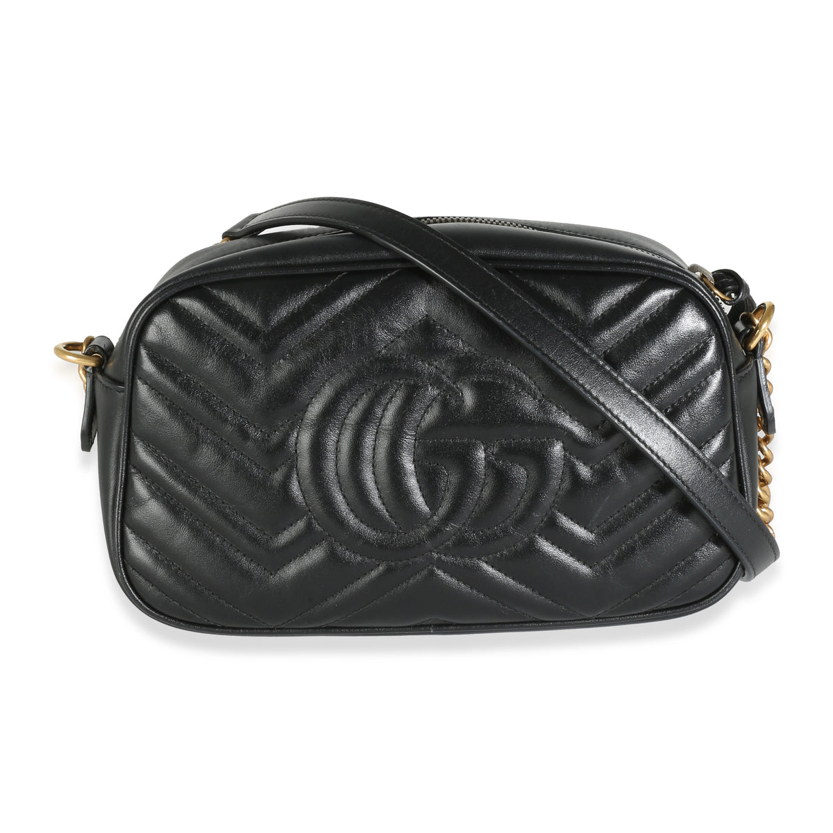 Black Matelasse Leather Small GG Marmont Chain Bag