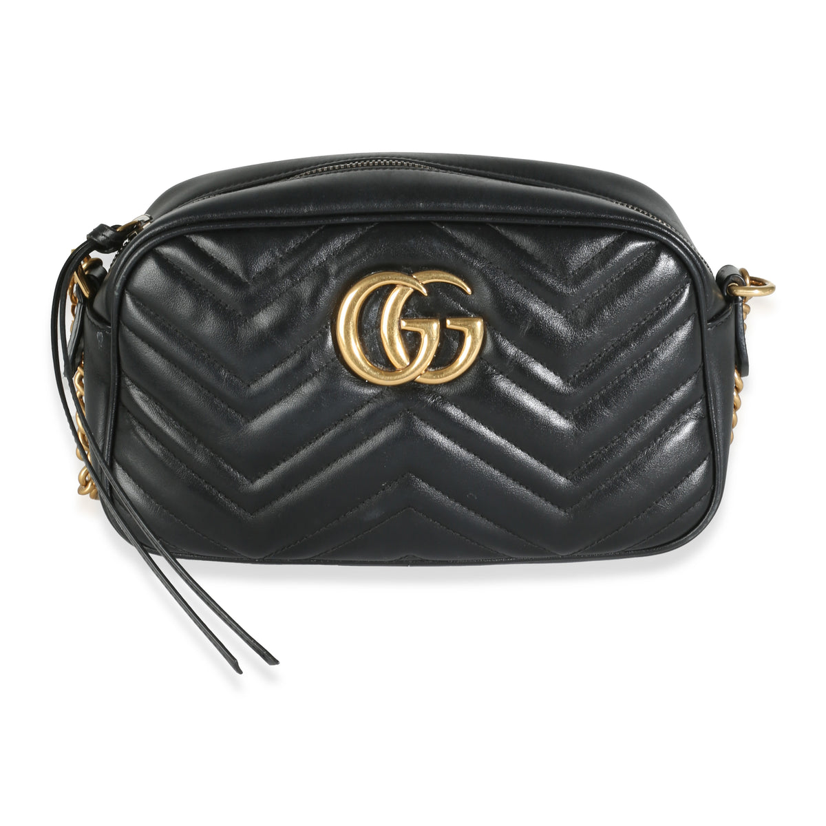 Black Matelasse Leather Small GG Marmont Chain Bag